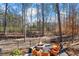 Backyard fire pit with Adirondack chairs and wooded backdrop at 47 Cuthbert Ln Ne, Acworth, GA 30101