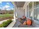 Inviting front porch featuring comfortable seating, a painted brick exterior, and a view of the manicured lawn at 47 Cuthbert Ln Ne, Acworth, GA 30101