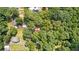 An aerial view showcases lush surroundings, offering privacy for this property at 159 Forest Ave, Social Circle, GA 30025