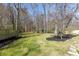 Lush backyard with mature trees, a well maintained lawn, and landscape beds at 2190 Spalding Dr, Sandy Springs, GA 30350