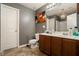 Neutral bathroom with double vanity and decorative mirror at 5987 Westchase St, Atlanta, GA 30336
