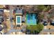 Aerial view of neighborhood amenities, including a community pool and tennis courts at 10780 S Kimball Bridge Xing, Alpharetta, GA 30022