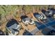 Aerial view of neighborhood with mature trees and beautifully landscaped lawns at 6650 Canyon Cv, Cumming, GA 30028