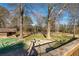 View from the deck of a large backyard with mature trees, picnic table, and playhouse at 4983 Arcado Sw Rd, Lilburn, GA 30047