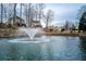 A serene pond is featured with a fountain and surrounding landscaping at 820 Nob Ridge Dr, Marietta, GA 30064