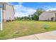 View of a spacious, green lawn with parking signs, framed by trees at 6701 Cedar Glen Rd, Peachtree Corners, GA 30071
