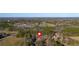 Aerial view of vast, wooded lot with pinpoint location at 436 Tarpley Ave, Bowdon, GA 30108
