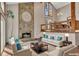 Bright living room features a stone fireplace and an open floor plan to the dining area at 920 Pine Grove Pointe Dr, Roswell, GA 30075