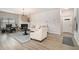 Living room with a fireplace, neutral furniture, and modern decor at 263 Osier Dr, Mcdonough, GA 30252