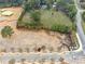 Aerial view of a home's lot ready for construction with trees and a landscaped entry at 4525 Muskogee Ct, Cumming, GA 30040
