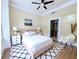Cozy bedroom featuring stylish decor, a ceiling fan, and easy access to the bathroom at 57 Forsyth Nw St # 4H, Atlanta, GA 30303