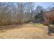 Spacious backyard with a combination of grass and bare spots, surrounded by trees at 6640 Grove Crossing Ct, Cumming, GA 30028