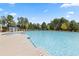 Large community pool with a water feature and ample lounge seating for residents at 1838 Lacebark Elm Way, Lawrenceville, GA 30045