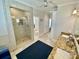 Bathroom featuring a walk-in shower, dual vanity, and lots of space at 3817 Bay Orchard Ln, Loganville, GA 30052