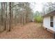 Spacious backyard with view of the rear side of the home surrounded by trees at 8951 Brewer Rd, Douglasville, GA 30134