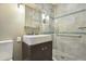Bathroom with a modern vanity, and glass-enclosed shower at 1031 Lindridge Ne Dr, Atlanta, GA 30324