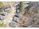 Neighborhood streetscape view with homes bordering on a green common area with a pond at 851 Ashley Ln, Stone Mountain, GA 30087
