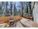 View of wood deck featuring a seating area with a view of the backyard trees at 2945 Monterey Dr, Decatur, GA 30032