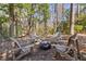 Cozy backyard fire pit area with wooden Adirondack chairs, ideal for relaxing evenings at 160 Wing Mill Rd, Sandy Springs, GA 30350