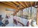 Enjoy the outdoor seating on this covered porch with ceiling fan and access to the backyard at 217 Colonial Dr, Woodstock, GA 30189