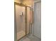 Tiled shower stall with glass doors and gold trim, alongside a crisp white door at 6302 Manassas Nw Pass, Acworth, GA 30101