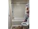 This bathroom features a tub shower combination with a fun, ocean-themed shower curtain at 184 Cedarcrest Dr, Acworth, GA 30101