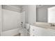 Clean bathroom featuring a shower, toilet, vanity, and modern fixtures at 1859 Mapmaker Dr, Dacula, GA 30019