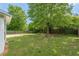 The generous lawn in the backyard is framed by mature trees and a wood fence at 239 Gilliam Ct, Locust Grove, GA 30248
