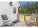 Cozy back porch with two chairs and a wooden railing, perfect for relaxing outdoors at 2925 Old Broadnax Mill Rd, Loganville, GA 30052