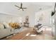 Bright and open living room with fireplace, wood floors, and comfortable seating at 439 Wind Walk Cir, Lawrenceville, GA 30044