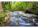 Picturesque creek flowing over rocks and stones, surrounded by lush greenery and natural foliage at 4421 Paradise Cir, Vinings, GA 30339