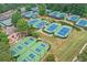 Aerial view of a large tennis and pickleball court complex at 741 Bentwood Trce, Alpharetta, GA 30005