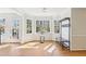 Light-filled breakfast nook with bay windows, hardwood floors, and a view of the outdoors at 325 Upper Creek Ct, Roswell, GA 30076