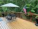Outdoor deck featuring a dining table and chairs, perfect for enjoying the wooded views at 2075 Pine Tree Dr, Buford, GA 30518