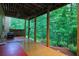 Covered deck overlooking a lush, wooded backyard at 2075 Pine Tree Dr, Buford, GA 30518