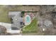Aerial view showcasing the home's backyard with a pool and playground at 330 Chaffin Ridge Ct, Roswell, GA 30075