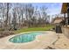 Backyard with a swimming pool and a view of a grassy yard with a playground at 330 Chaffin Ridge Ct, Roswell, GA 30075