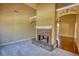 Living room with brick fireplace and archway at 75 Horseshoe Dr, Covington, GA 30014