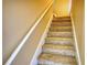 Carpeted staircase with white railing at 75 Horseshoe Dr, Covington, GA 30014