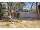 Charming one-story home with grey brick, red front door, and mature trees at 1922 Willa Dr, Decatur, GA 30032