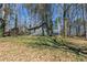 Backyard featuring storage shed surrounded by mature trees and ivy adding natural charm at 710 Melanie Ct, Canton, GA 30115