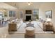 Bright, virtually staged living room with fireplace, modern furnishings, and an open floor plan at 40 Zebulon Pl, Covington, GA 30016