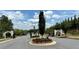 Street view of the community entrance with mature trees, gate and landscaping at 163 Lorraine Pkwy, Woodstock, GA 30188