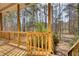 Wooden porch with rail overlooking a wooded area at 424 Cannonball Ct, Stockbridge, GA 30281