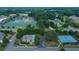 An aerial view showcasing the pool, tennis courts, and verdant greenery in this desirable neighborhood at 5230 Harris Springs Dr, Cumming, GA 30040