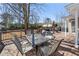 Outdoor deck area with dining table set, perfect for enjoying backyard views at 491 Lees Sw Trce, Marietta, GA 30064