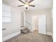 Finished basement provides a versatile living space with updated carpet, white brick accents, and convenient bathroom access at 2917 1St Sw Ave, Atlanta, GA 30315