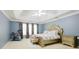 Spacious main bedroom featuring a trey ceiling, plush carpets, and room for exercise bike at 3500 Parkwood Hills Ct, Snellville, GA 30078