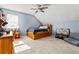 Bedroom featuring neutral paint, carpet, window with blinds and sloped ceilings at 981 Cobb Place Manor Dr, Marietta, GA 30066