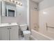 This is a bathroom with a vanity, toilet, and shower/tub combo at 11111 Shannon Cir, Hampton, GA 30228